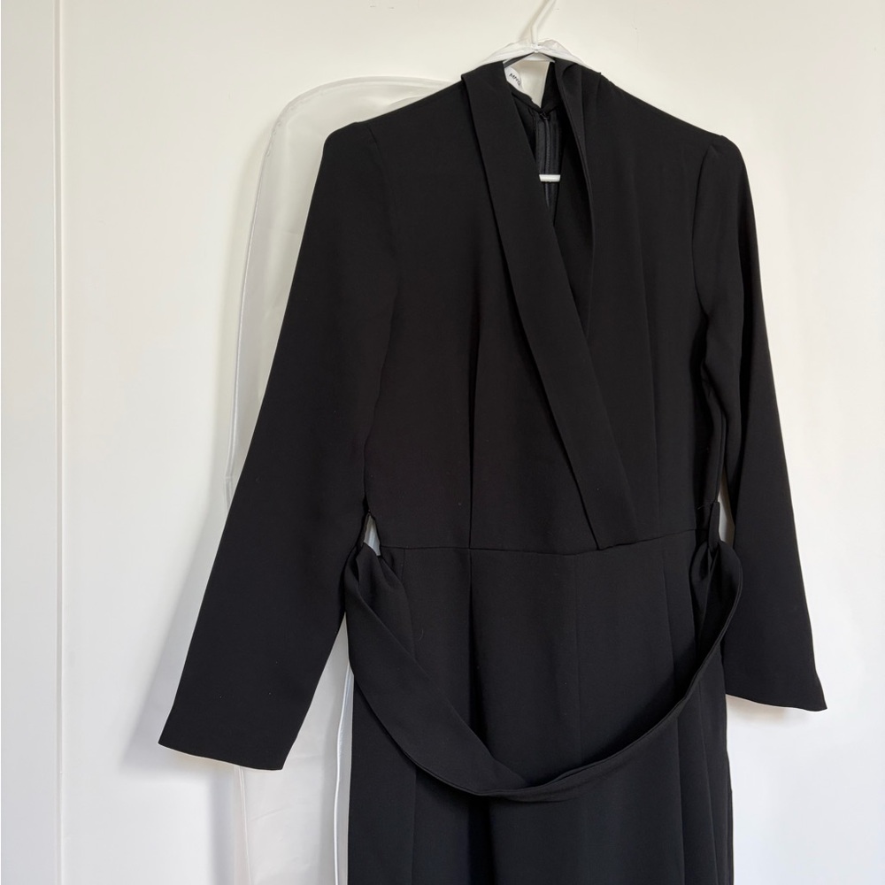 Mango Black Tailored Jumpsuit with Waist Tie - Picture 2 of 7